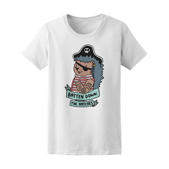Cute Pirate Hedgehog T-Shirt Women -Image by Shutterstock, Female XX-Large