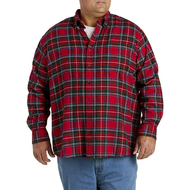 Big and Tall Essentials by DXL Men's Plaid Flannel Sport Shirt, Red