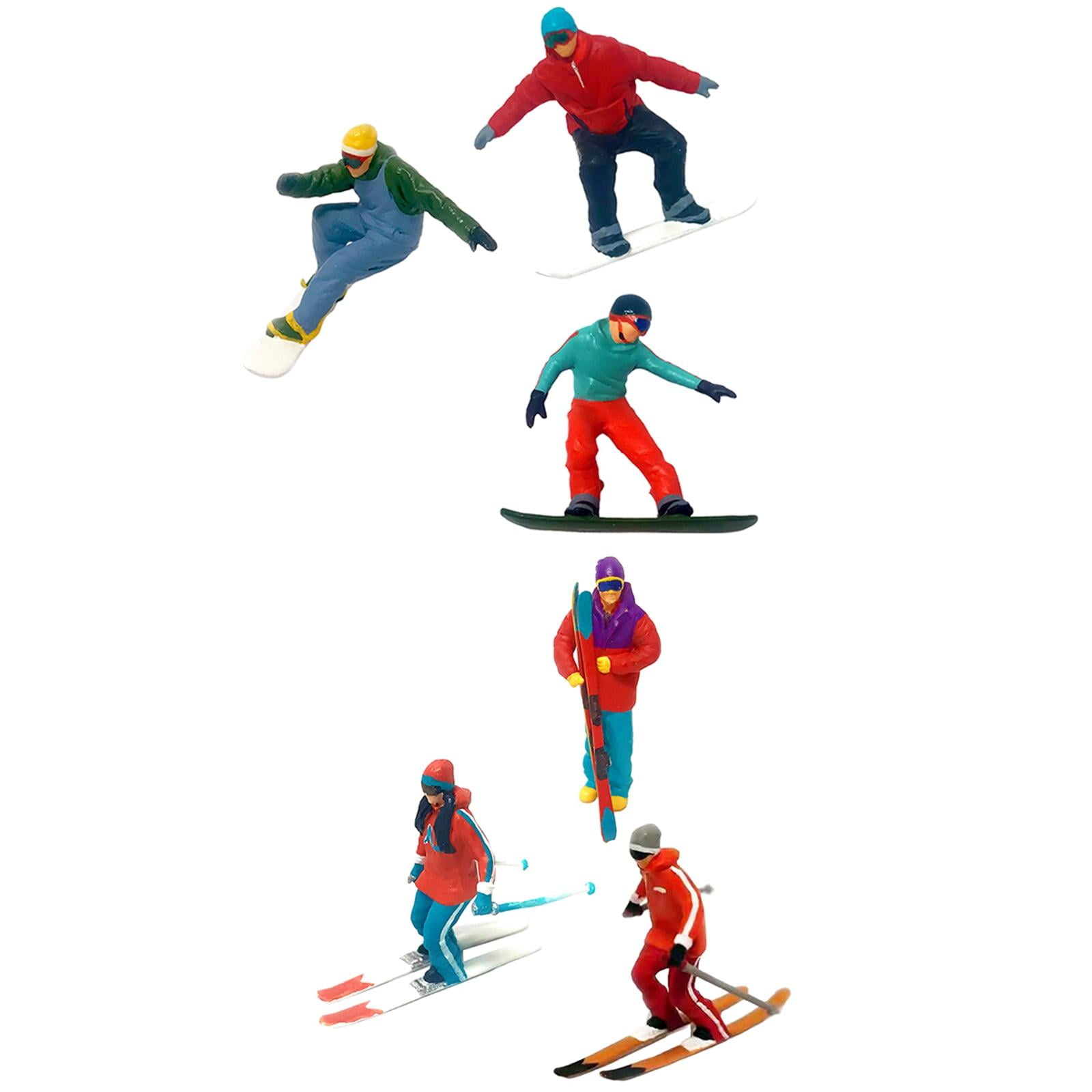 3 Pièces 1:64 Échelle Miniature Modèle Ski Figures Micro Paysage