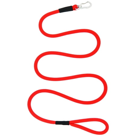 Weaver Leather Terrain D.O.G. Elevation Leash - Round Braided Climbing Rope Dog Lead with Leather Ends Orange/Red / 5/16-inch x 6-feet