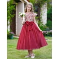 thumbnail image 3 of IBTOM CASTLE Flower Girl Sequin Lace Dress for Kids Wedding First Communion Princess Pageant Formal Party Long Maxi Gowns 7-8 Years Red, 3 of 8