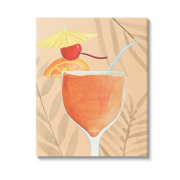 Stupell Industries Tropical Cocktail with Fruit Food & Beverage Painting Gallery Wrapped Canvas Art Print Wall Art, 16 x 20