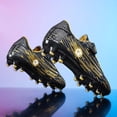 thumbnail image 4 of Kids Soccer Shoes - Boys Football Cleats with Closure Long Studs Youth Training Sneakers for Competition Match Play Outdoor Sports Ages 5-14(Black/28), 4 of 5