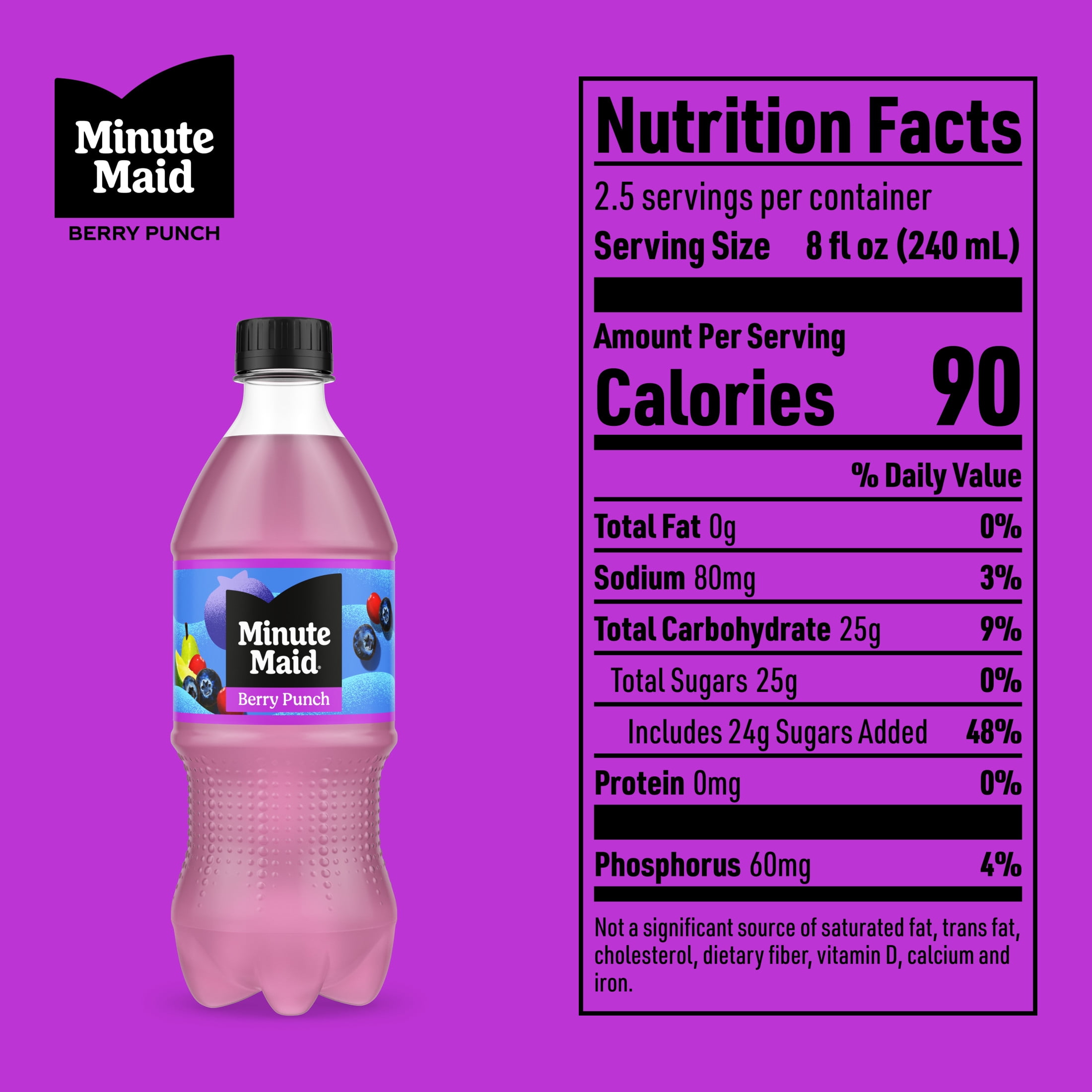 (6 pack) Minute Maid Berry Punch Juice Drink Bottle, 20 fl oz