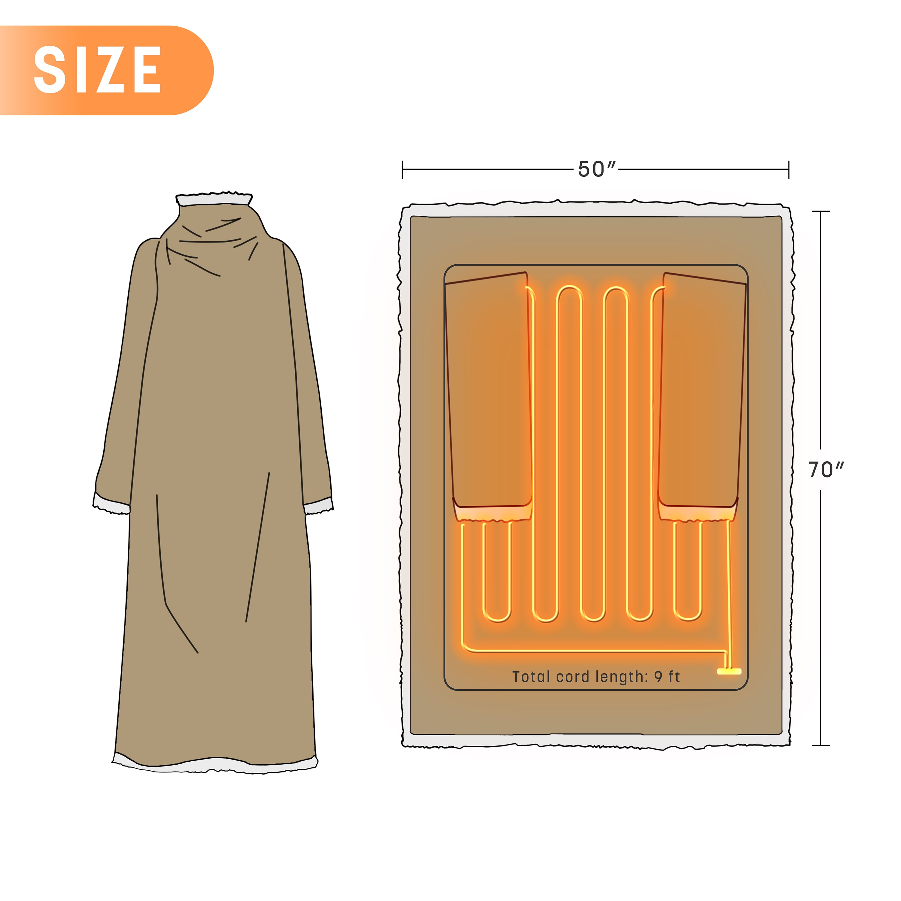Catalonia Heated Blanket with Sleeves, Electric Snuggle Blanket for Women Men, Wearable Wired Heating Throw Blanket,Cold Gift