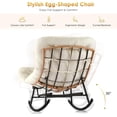 thumbnail image 3 of YUSAZENS Indoor Outdoor Rocking Chair - Rattan Rocker with Extendable Footrest, 352lbs Sturdy Large Lounge for Bedroom, Living Room Beige, 3 of 7