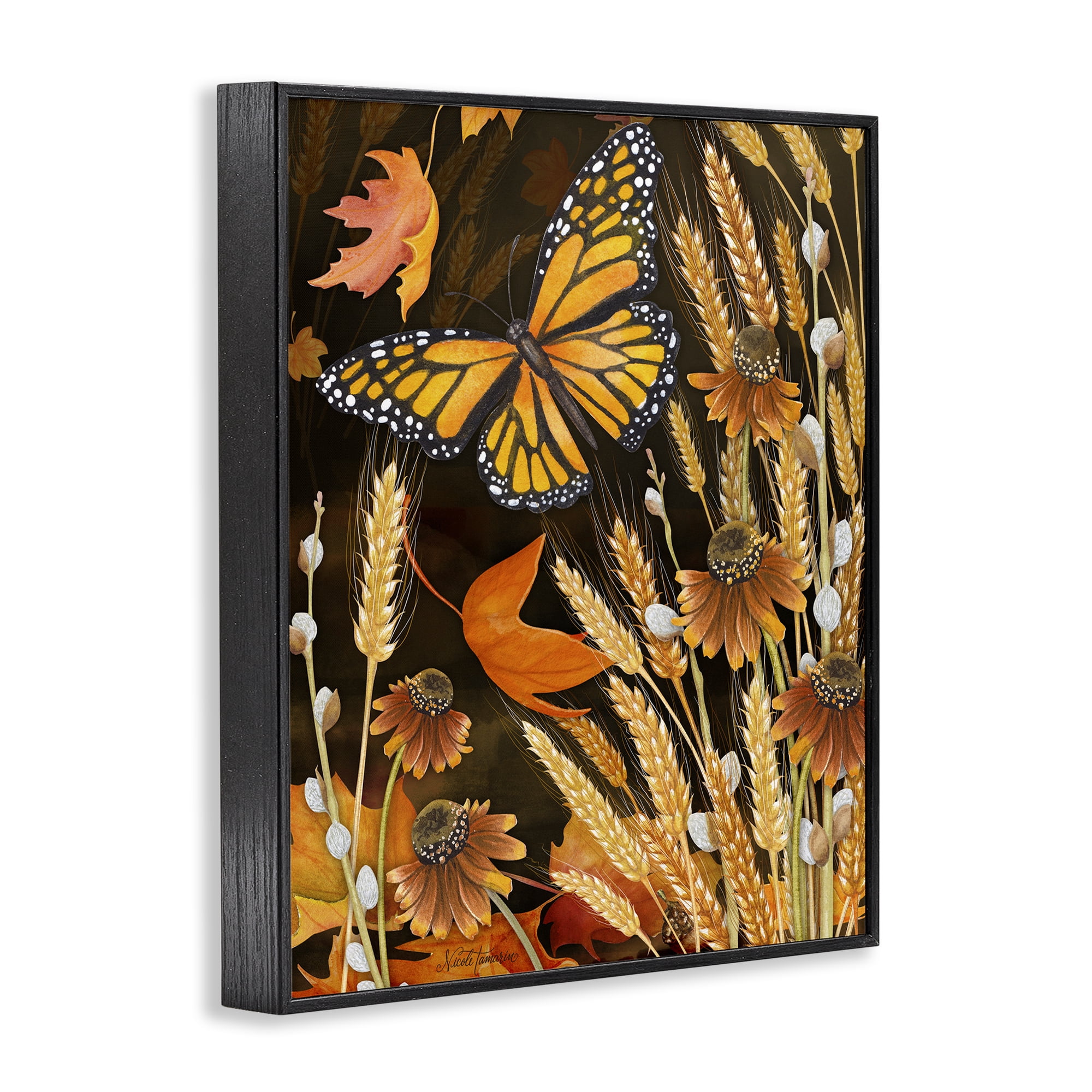 Stupell Industries Fall Motif Midnight Garden Black Framed Giclee Art, design by Nicole Tamarin