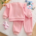 thumbnail image 6 of Xyant Toddler Baby Girl Clothes Cute 3D Floral Infant Ruffle Long Sleeve Sweathsirt Pullover Pants Set Fall Winter Outfits,Size 18-24 Months, 6 of 9