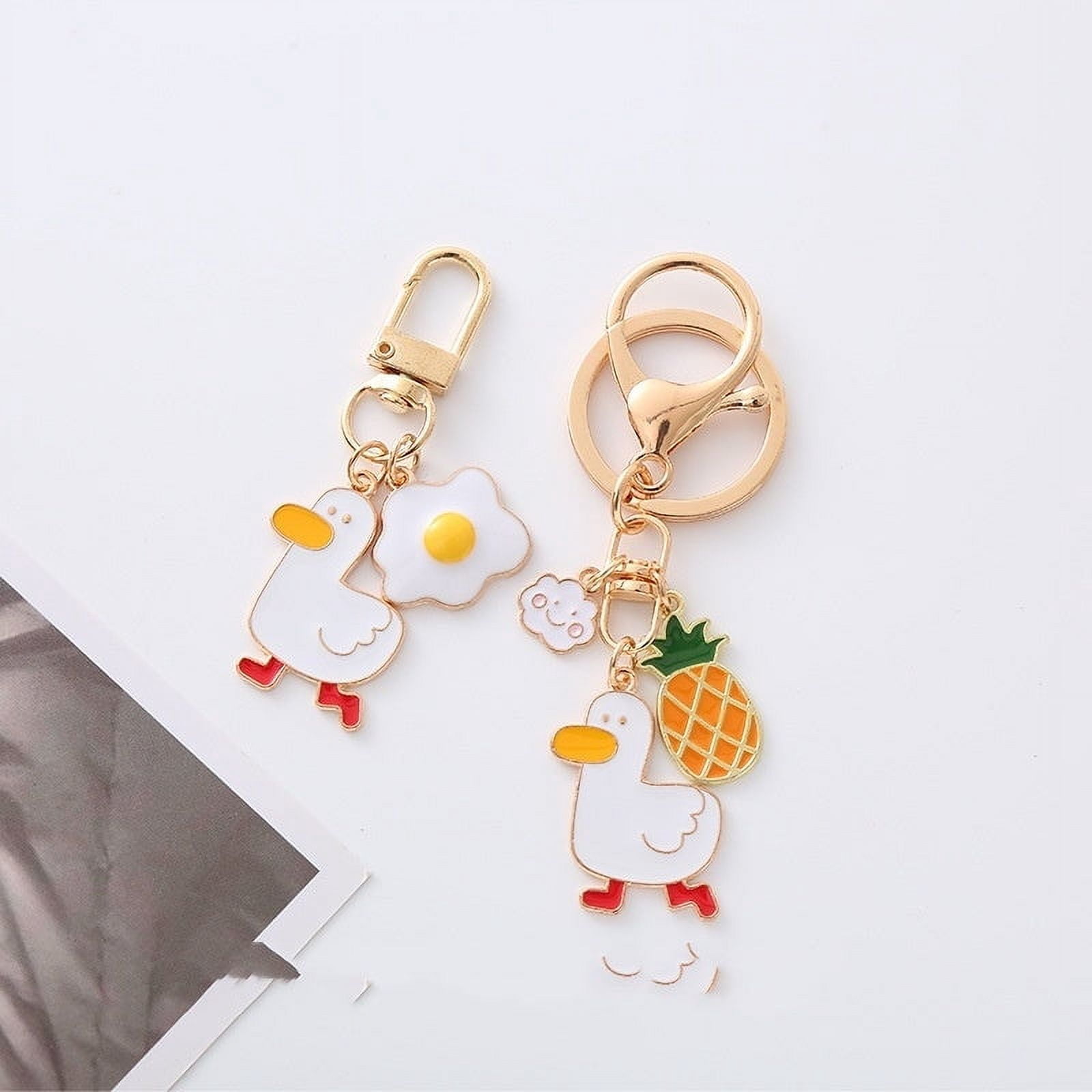 Pineapple Fried Egg Duck Car Key Ring
