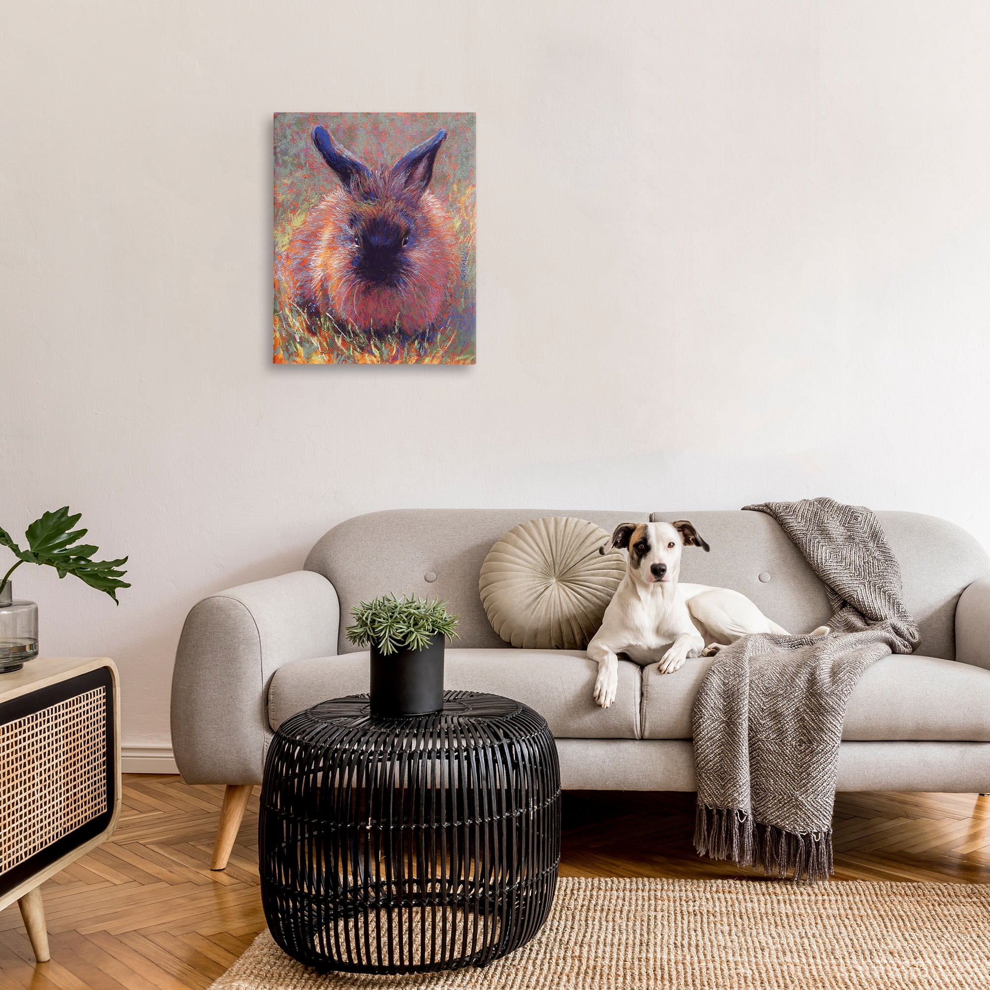 Stupell Industries Abstract Stippled Rabbit Animals & Insects Painting Gallery Wrapped Canvas Art Print Wall Art, 24 x 30