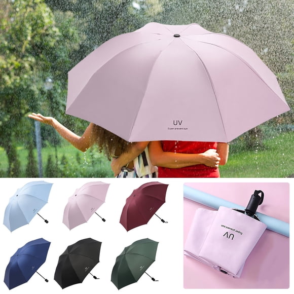 Xihbxyly Paraguas de Tres Pliegues, Revestimiento de Protección Solar con Pegamento Negro, Tecnología de Revestimiento de Vinilo, Protección Uv, Repelente Al Agua, Mango de Goma Cómodo, Plegado Manua