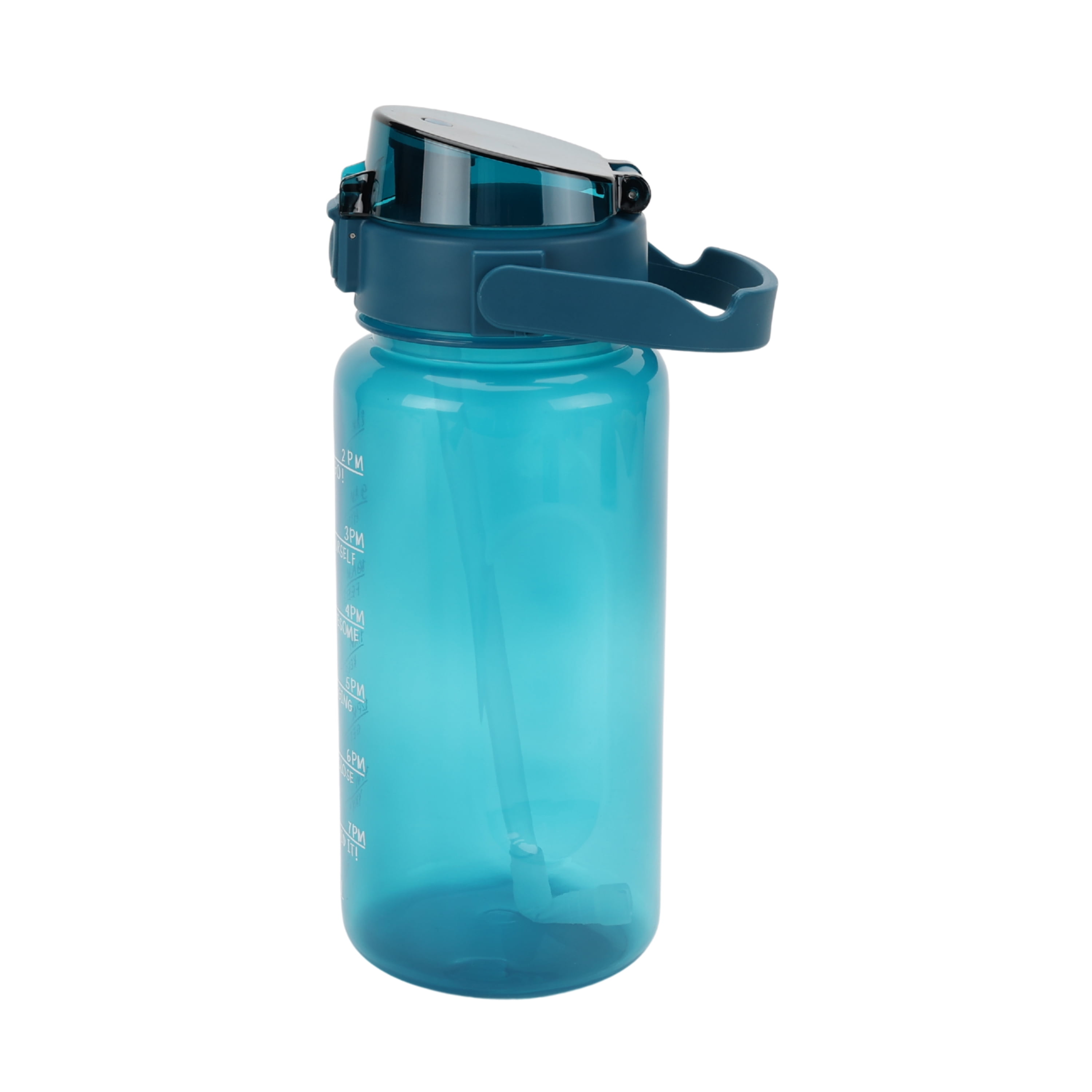 Mainstays 48 oz Blue Plastic Water Bottle with Handle and Built-In Phone Holder