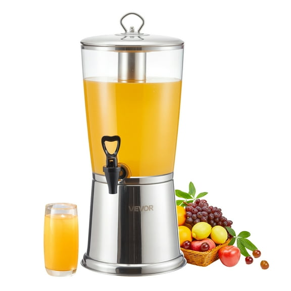VEVOR Beverage Dispenser, 2.1 Gallon Drink Dispenser for Parties, Stainless Steel   Plastic Juice Dispensers with Spigot Ice Chamber,Iced Tea Lemonade Juice Water Dispensers,for Restaurants,Hotels