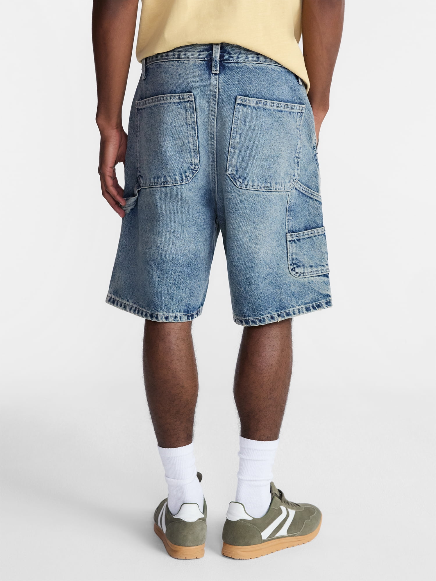 No Boundaries Men's & Big Men's 100% Cotton Denim Carpenter Shorts, 9" Inseam, Size 28-44