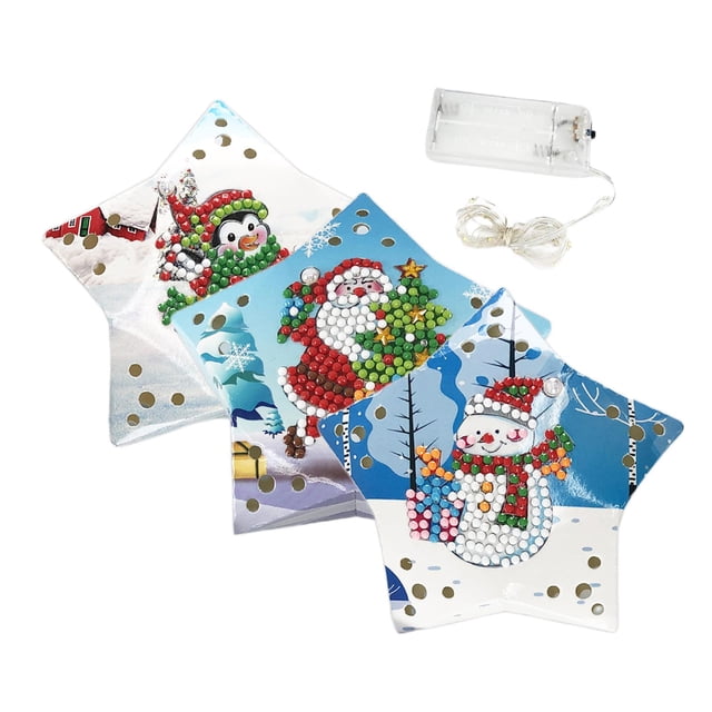 Kits de arte de diamantes con luces navideñas y cadena de luces para pintar cortinas con diamantes. Estilo 1