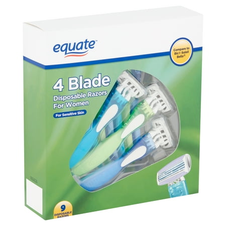 - Equate 4 Blade Disposable Razors for Women, 9 count