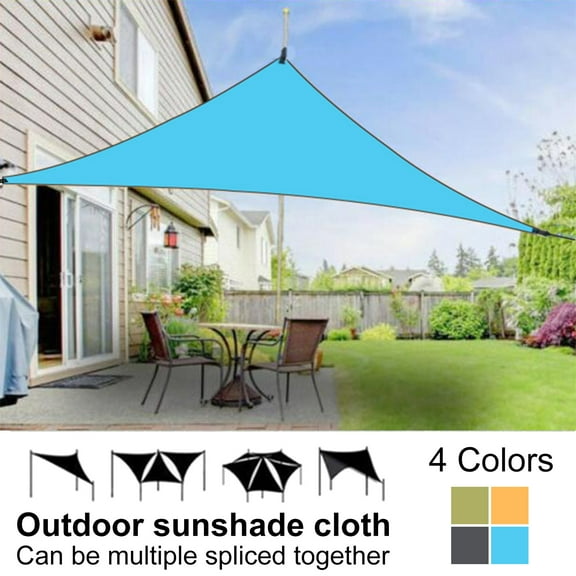 Yesbay Outdoor Sun Shade Sail with Carabiner UV Blocking Triangle Canopy Permeable Breathable Heavy Duty Deck Backyard Patio Shade Cover