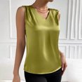 thumbnail image 3 of SHITINN Women Summer V Neck Casual Soild Color Satin Sleeveless Basic Vest Shirt Fashionable Sleeveless Top Long Sleeves Top Women Tops for Women Loose Tang Tops 5 Way Bra Air Top Women Lace Cold, 3 of 5