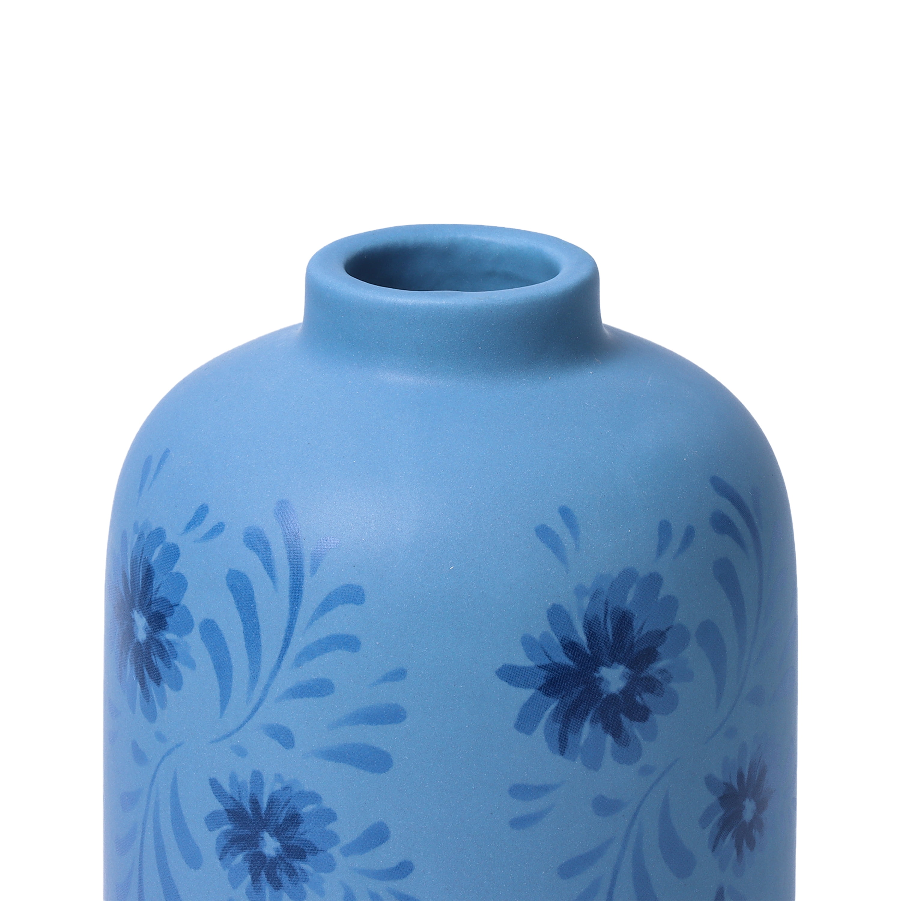 Mainstays By Becky G. & Alejandra Tall 7.6" Blue Flower Decorative Ceramic Vase