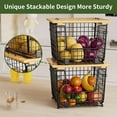 thumbnail image 2 of Wire Storage Basket for Kitchen Pantry:  Stackable Kitchen Counter Organizers - Wire Organizing Bin for Produce Vegetable Potato and Onion Black, 2 of 6