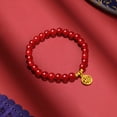 thumbnail image 6 of ZHOU LIU FU 24K Gold Beaded Bracelets Red Agate Fu Charm Jewelry 17cm for Women A1910731, 6 of 8