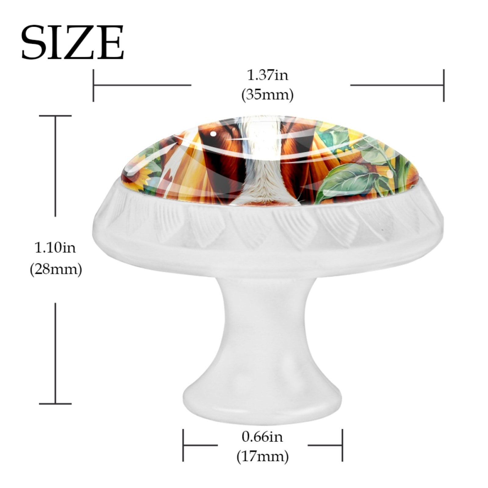 4 Pcs Cow and Sunflower Knobs for Kitchen Cabinet Cupboard Dresser Bookcase Drawer Pulls Handles Round Home Decor