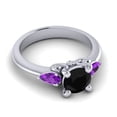 thumbnail image 3 of 2.50 Ct Stylish Round Cut Black Onyx & Amethyst Gemstone Engagement Ring for Women Solid 18K White Gold Size 8 by Diamond-Capitals, 3 of 8