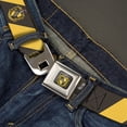 thumbnail image 2 of The Wizarding World of Harry Potter Belt, Seatbelt Buckle Belt, Hufflepuff Crest Diagonal Stripe Charcoal Gray Yellow, 30 to 44 Inches, 2 of 9