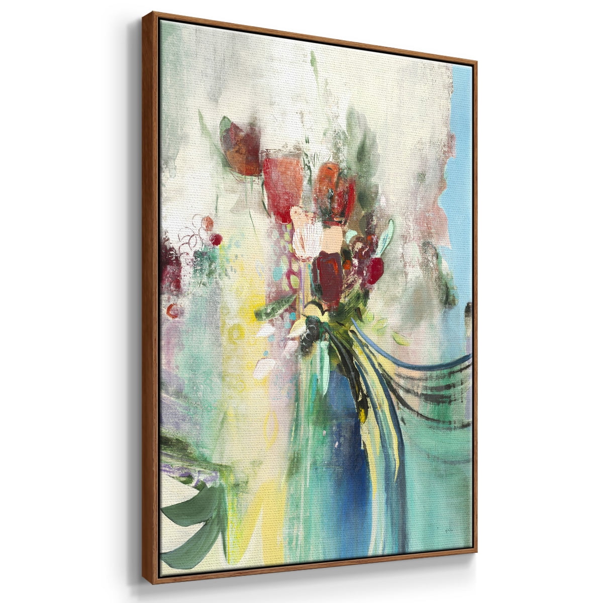 Celebration I Framed Premium Gallery Wrapped Canvas - Ready to Hang - 25 x 37 - Walnut Floating Frame