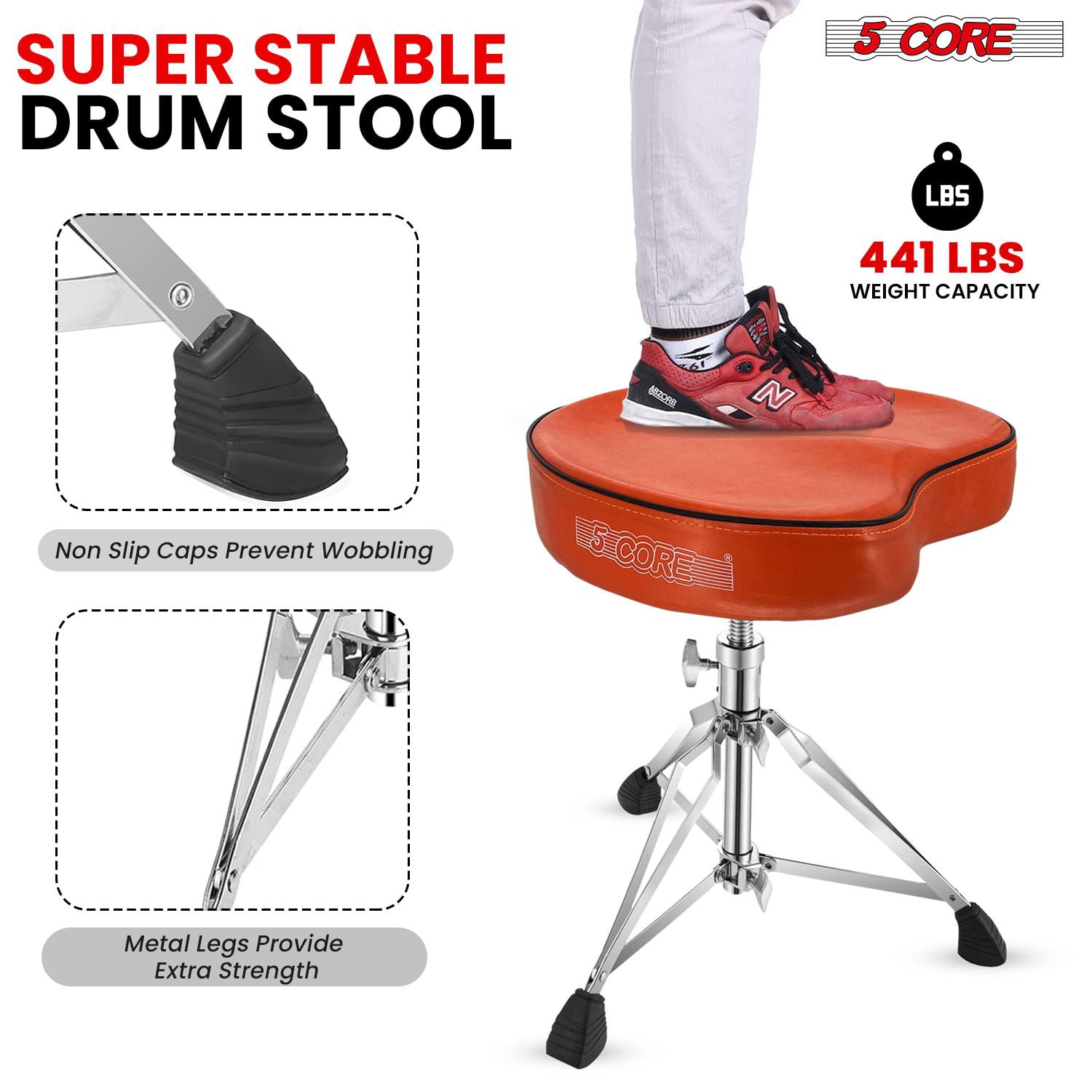 Drum Throne Padded Guitar Stool Saddle Drummer Seat for Adults & Kids