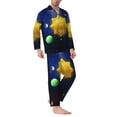 thumbnail image 2 of Fuzoiu Solar System Print Men's Long-Sleeved Pajama,Lounge Button Down Nightwear,Mens Notch Collar Pajama Set -X-Large, 2 of 7