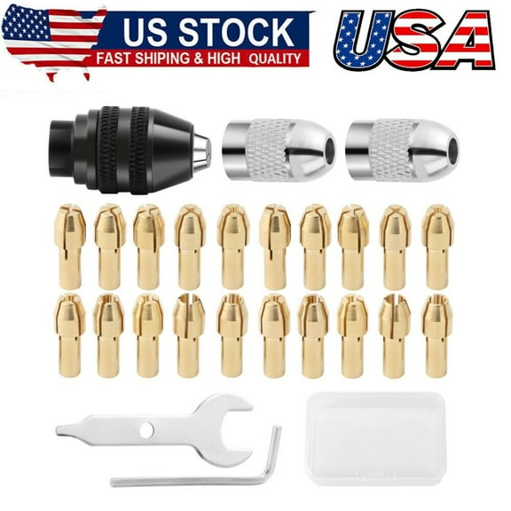 26Pcs Drill Chuck Adapter Set,Collet Set for Dremel with Box,4486 Drill Chuck
