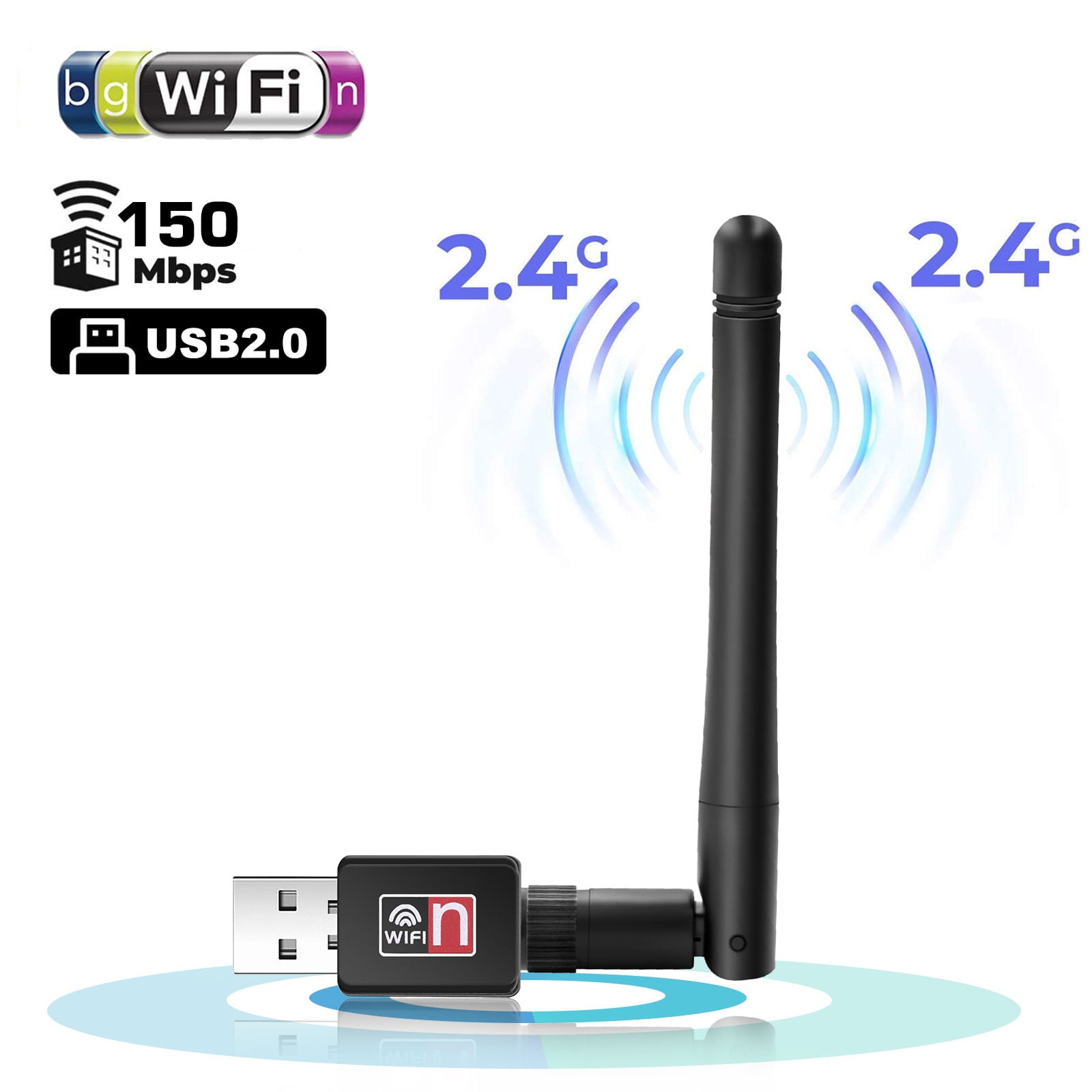 Ylife 600Mbps USB WiFi Adapter with Built-in Driver,2.4GHz/5GHz Dual Band Wireless WiFi Adapter with 5dBi Antenna for Desktop Laptop PC Computer