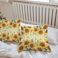 thumbnail image 4 of Summer Sunflower Outdoor Pillow Covers Set of 2 Daisy Butterfly Leaf Yellow White Stripe Waterproof Throw Pillow Case Decorative Square Cushion Cover for Patio Couch Garden Balcony, 24"x24", 4 of 9