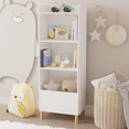 thumbnail image 3 of Kids Bookshelf & Toy Storage, Seizeen Wooden Raised Bookcase for Children, Book Rack Storage with 3 Shelves & Storage Cabinet for Toy, 3 of 11