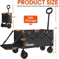 360LBS Heavy-Duty Foldable Wagon Cart with Wheels and Tailgate - Collapsible Utility Wagon for Groceries, Outdoor Camping, Shopping, Beach, Garden