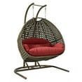 thumbnail image 3 of LeisureMod Modern Beige Wicker Double 2-Person Hanging Egg Swing Chair in Dark Red, 3 of 10