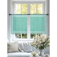 thumbnail image 4 of Green Turquoise Abstract Art Sheer Curtains for Living Room Bedroom, Vintage Linen Greek Key Geometric Light Filtering Sheer Curtains, Rod Pocket Voile Window Drapes, 2 Panels Set 54"x 45", 4 of 7