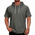 thumbnail image 3 of Men Short Sleeve Hoodie Breathable Athletic Hooded T Shirts Summer Gym Workout Pullover Hoodies with pockets Dark Gray XL, 3 of 8