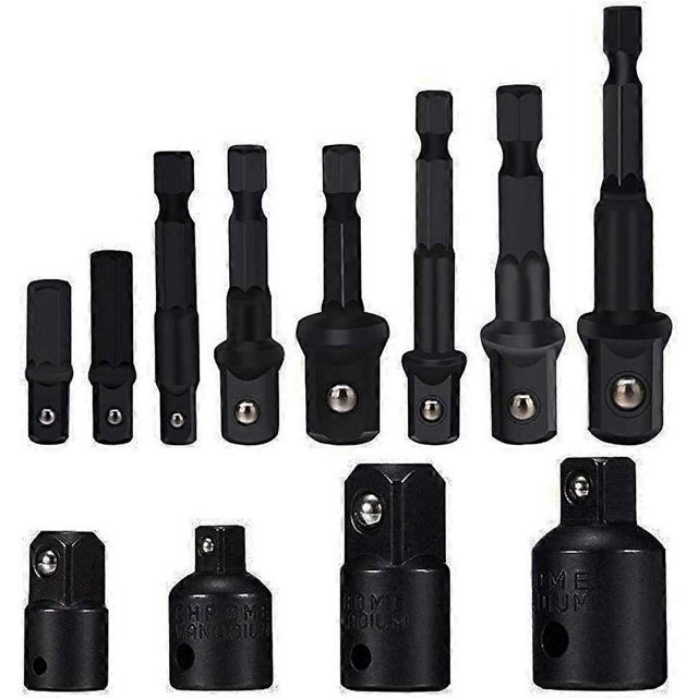 Socket Adapter Converter Set 8pcs Hex Shank Drill Bit Nut Wrench Socket Extension Adapter Drill Set 4 Reducer Adapters