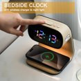 thumbnail image 2 of Digital Alarm Clock with Wireless Fast Charging Station 15W Touch Smart Bedside Lamp, 3-Color Night Light for Living Room, Bedside, Heavy Sleepers (White + No Adapter), Home Holiday Gift, 2 of 5