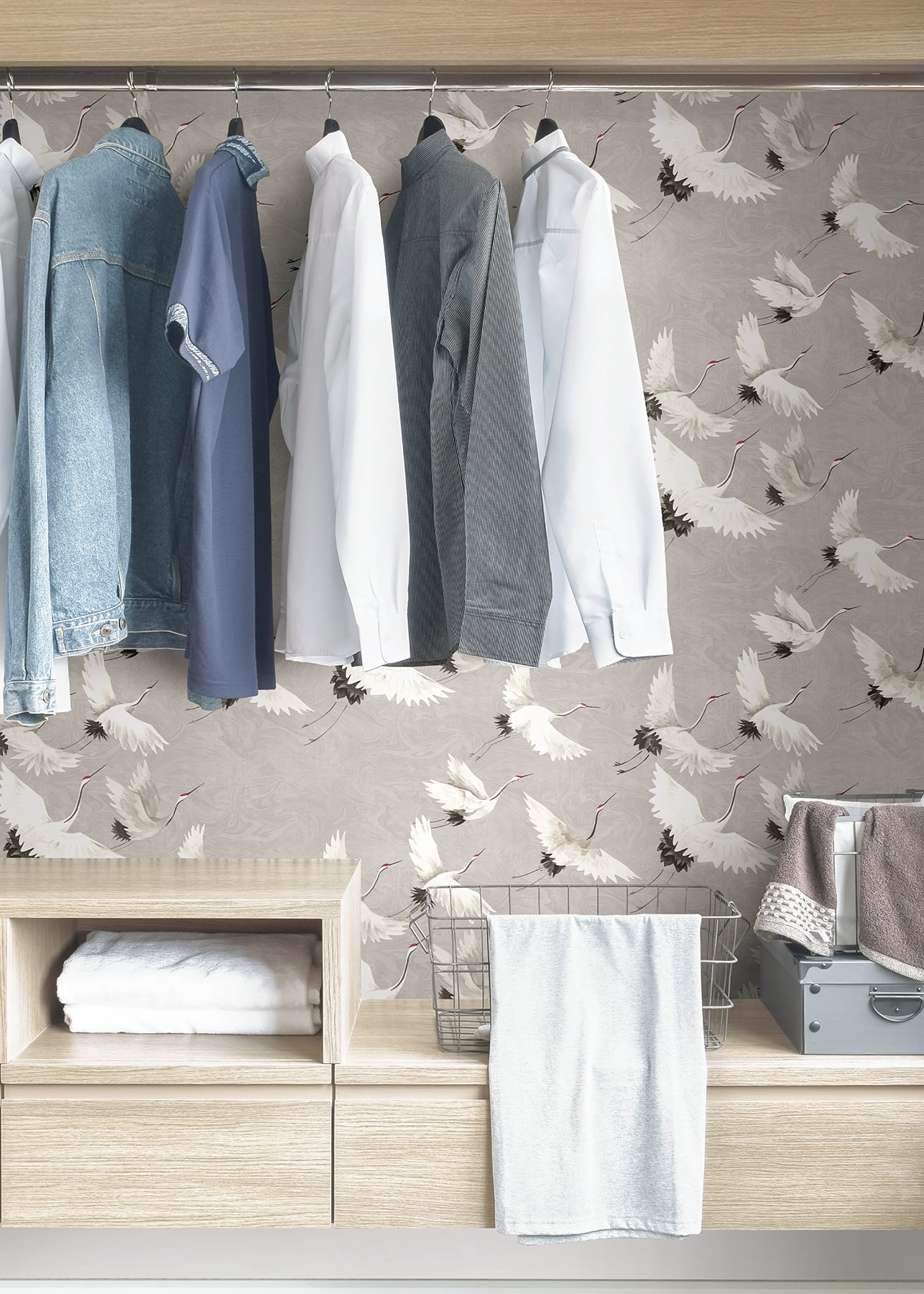 NuWallpaper Grey Halcyon Vinyl Peel And Stick Wallpaper, 216-in by 20.5-in, 30.75 sq. ft.