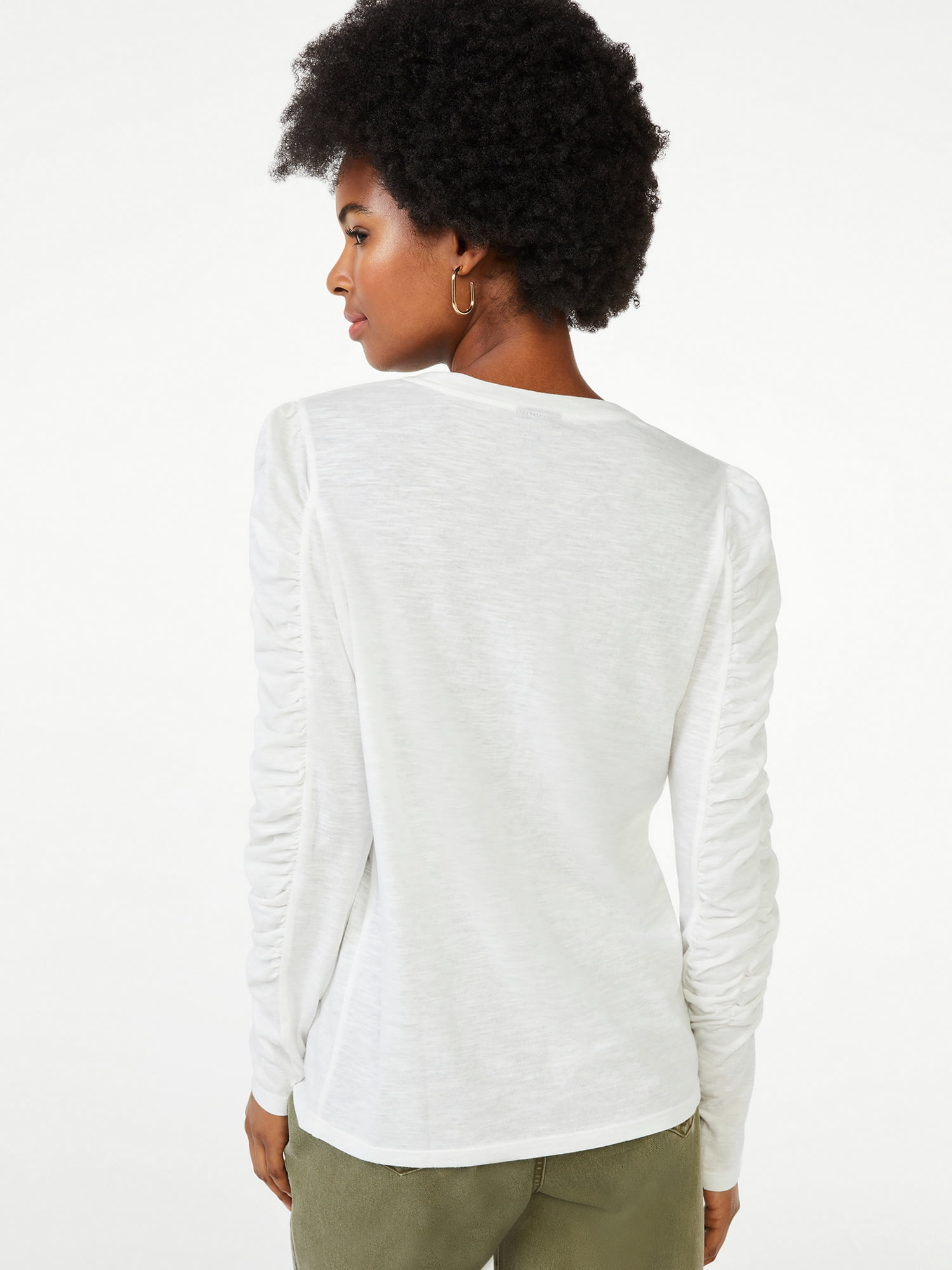 Scoop Long Sleeve Pullover Crew Neck Relaxed Fit Top (Women's) 1 Pack