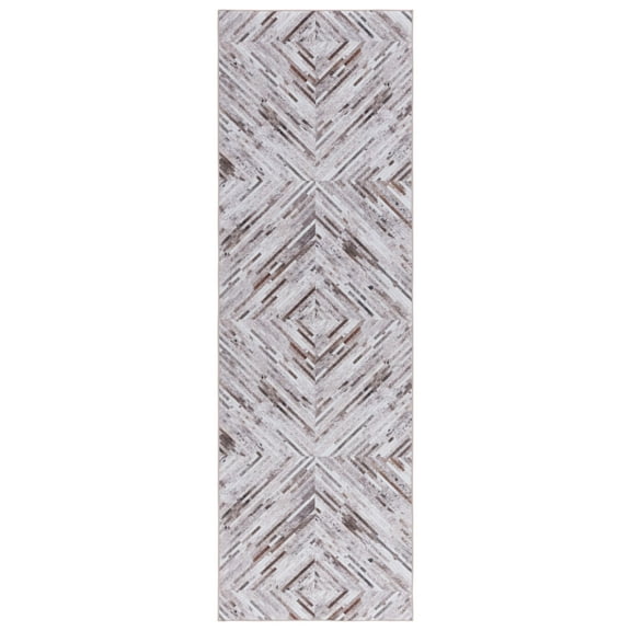 SAFAVIEH Faux Hide Curtis Diamond Machine Washable Runner Rug, Beige/Brown, 2'6" x 10'
