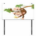 thumbnail image 3 of Cartoon Headboard, Funny Monkey Hanging from Tree and Holding Banana Jungle Animals Theme Print, Upholstered Decorative Metal Bed Headboard with Memory Foam, Twin Size, Chocolate White, by Ambesonne, 3 of 4