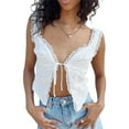 thumbnail image 2 of Coduop Women Lace Up Sleeveless Spaghetti Strap Front Tie Up Crop Camisole Top, 2 of 6