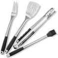 thumbnail image 2 of Pure Grill 4pc Stainless Steel BBQ Tool Utensil Set with Fork, Spatula, Tongs, and Basting Brush, 2 of 7