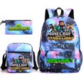 thumbnail image 2 of My World Backpack Three-piece, Student Backpack, Schoolbag, 3D Printing, Game Characters, Travel Bag-tueuio1, 2 of 4