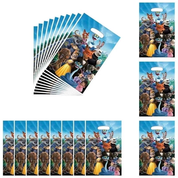 30PCS Zootopia party gift bags, supplies, and decorations. Perfect for cartoon parties, ideal for kids, and great for family events, prizes, carnivals