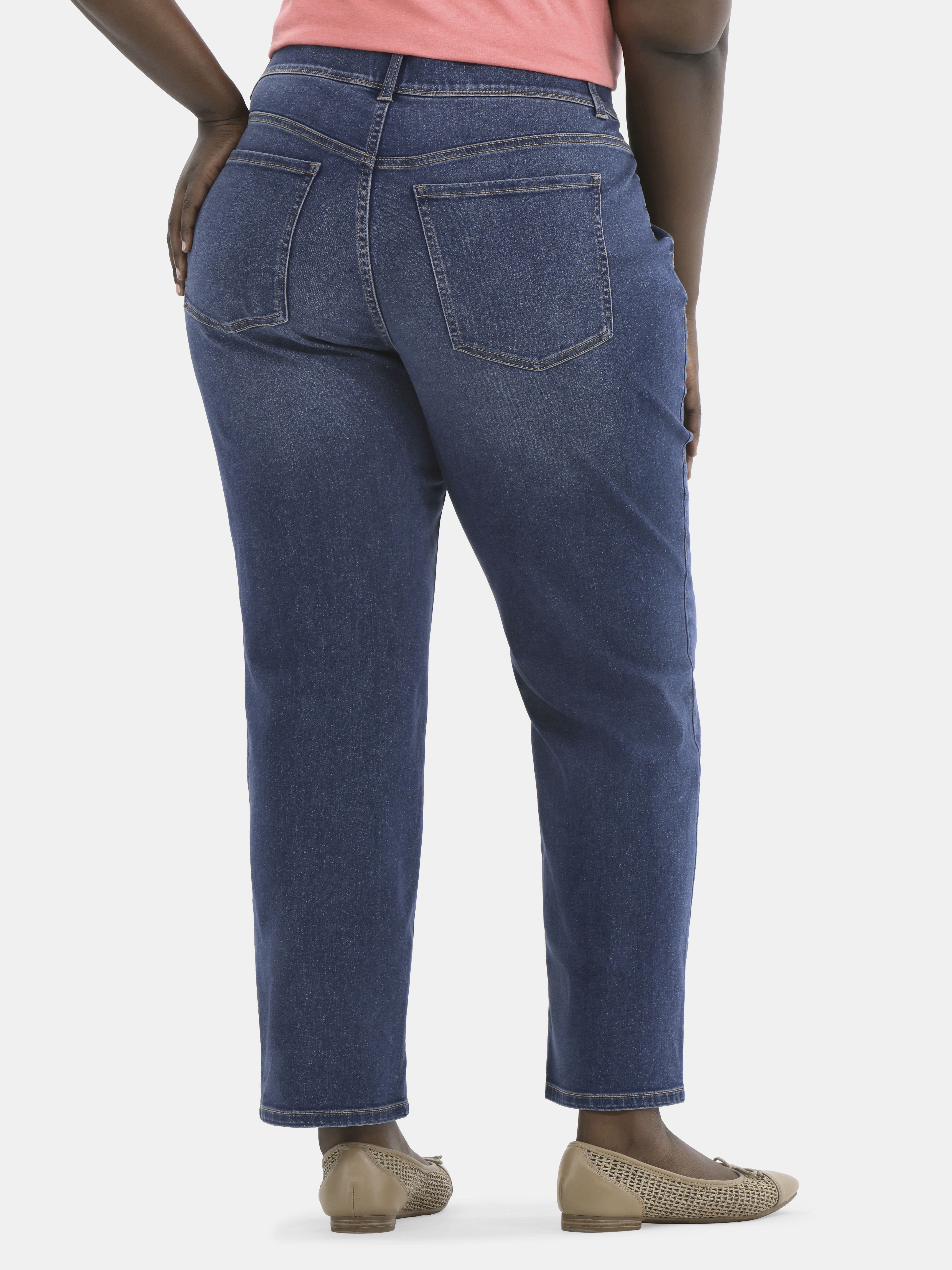 Terra & Sky Women's Plus High Rise Straight Leg Jeggings, 29" Inseam, Sizes 0X-4X